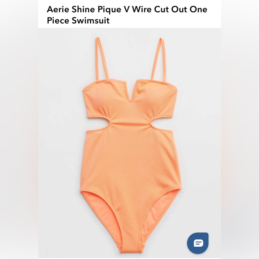 NWT SZ Med Aerie Shine Pique V Wire Cut Out One
Piece Swimsuit in Mango Main